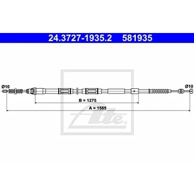 Abbildung von ATE 24.3727 1935.2 Handbremsseil 1585 TOYOTA: Auris Schrägheck