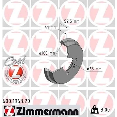 Abbildung von Bremstrommel ZIMMERMANN 600.1963.20