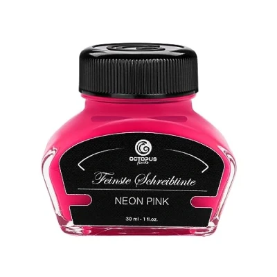 Abbildung von OCTOPUS Textmarkertinte für Füller, fluoreszierende Neontinte Füllhalter zum Schreiben und Markieren, Leuchttinte, Neon Pink, 30 ml