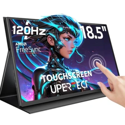 Abbildung von UPERFECT Portable Monitor Touchscreen, 18,5 Zoll 120Hz Tragbarer Touchscreen 1080P Mobile with Mini HDMI/USB C External for Laptop/Mac/PS4/5/Phone/Switch, VESA Mountable