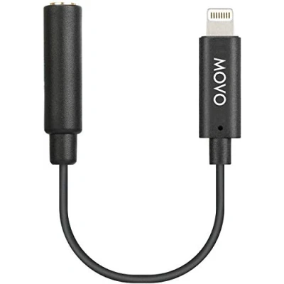Abbildung von Movo IMA 1 3,5 mm TRRS Mikrofonadapterkabel auf Lightning Anschluss Dongle, kompatibel mit Apple iPhone, iPad, Smartphones und Tablets, optimiert für Mikrofone/Pro Audio, Schwarz