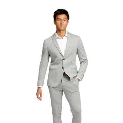 Abbildung von Performance Blazer Herren Hellgrau (Größe 58) Stylischer Slim Fit Stretch Sakko Bequemer, praktischer Zwei Knopf für Business &amp; Freizeit