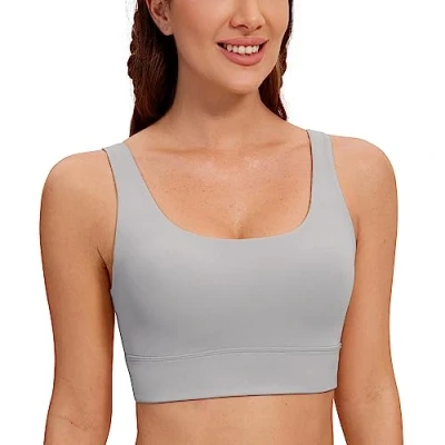 Abbildung von CRZ Yoga Damen ButterLuxe Sport BH U Back Ohne Buegel Große Brüste Fitness Top Möwe Grau S