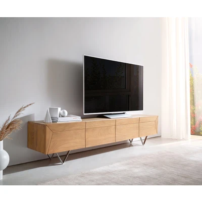 Abbildung von Lowboard Kayu 200 cm Akazie Natur 4 Türen V Fuß