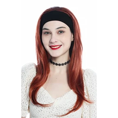 Abbildung von WIG ME UP H9306 350 Perücke Haarteil Halbperücke mit Stirnband dunkles Rot Kupferrot lang glatt Haarverlängerung 65 cm