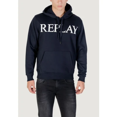 Abbildung von Replay Kapuzensweatshirt mit großem Markenprint vorn