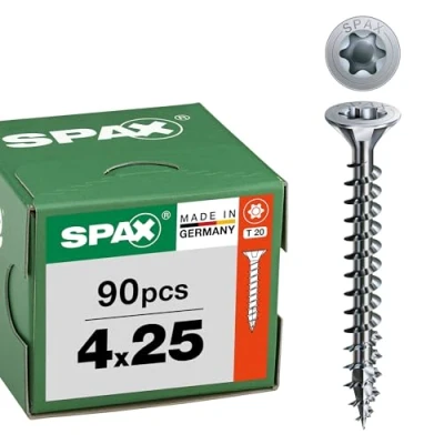 Abbildung von SPAX Universalschraube, 4 x 25 mm, 90 Stück, Vollgewinde, Senkkopf, T STAR plus T20, 4CUT, WIROX A9J 8000000277122