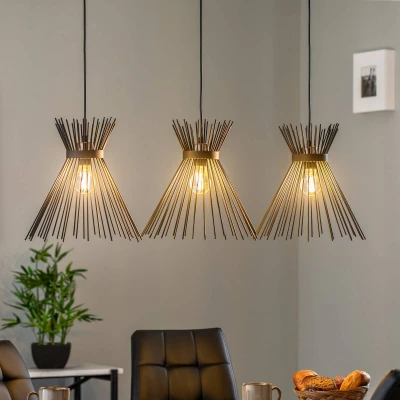 Abbildung von Hängelampe 3 ausgerichtete Lichter Gerbo 104cm Schwarzes Metall Menzzo