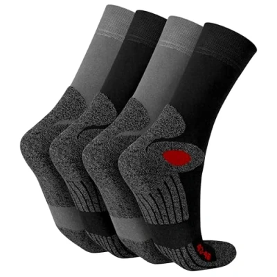 Abbildung von Celodoro 4 Paar Wandersocken, Arbeitssocken &amp; Sportsocken (39 42, schwarz/grau) verstärkte Unisex Socken für Damen Herren atmungsaktive Anti Schweiß Funktionssocken Sport, Wandern, Arbeit
