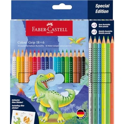 Abbildung von Faber Castell Buntstift Colour Grip Dino Buntstifte 18+6 Kartonetui