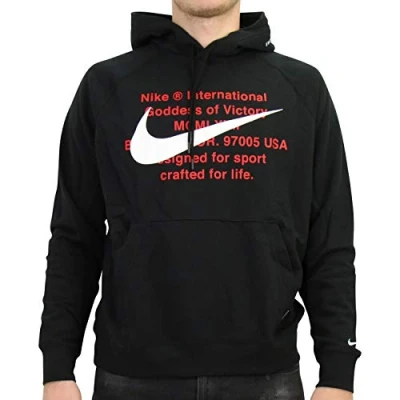 Abbildung von Nike Herren NSW Swoosh Hoodie Kapuzenpullover, Black/White, XL