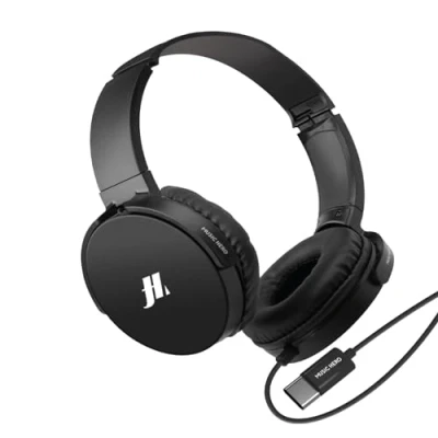 Abbildung von MUSIC HERO USB C Kopfhörer, Länge 1,2 m, drehbare Ohrmuscheln, integriertes Mikrofon, Anrufannahme/ beenden Taste, Verstellbarer Kopfbügel, schwarz