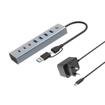 Abbildung von CONCEPTRONIC HUBBIES20GP 7 Port USB 3.2 Gen 1 Hub mit Netzteil, 5Gbps, C x 3, A 4
