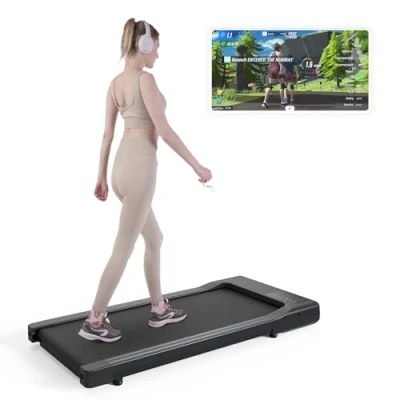 Abbildung von Lacuffy Raceable Walking Pad geeignet für High Tech Wearable Devices, Max 136/159kg APP Steuerung unter dem Schreibtisch Laufband mit AI Training und Multi Runner Rennen