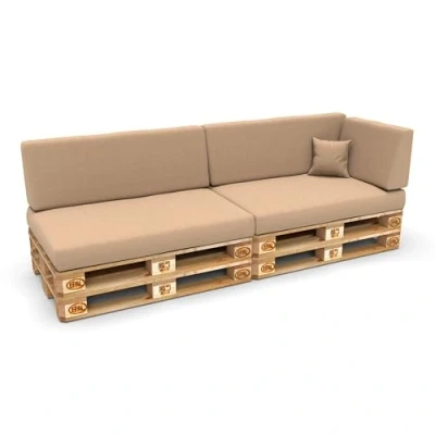 Abbildung von POKAR Palettenkissen Palettenauflagen mit abnehmbarem Bezug Palettenmöbel Palettensofa 6er Set: Sitzkissen 120x80 + Rückenlehne 120x40, Beige
