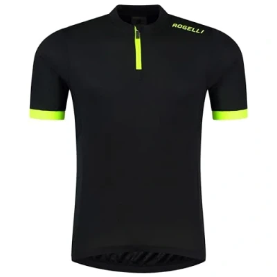 Abbildung von Rogelli Radtrikot Herren Kurzes Fahrradtrikot mit Reißverschluss Atmungsaktiv &amp; Schnell Trocknend Schwarz/Fluogelb Core