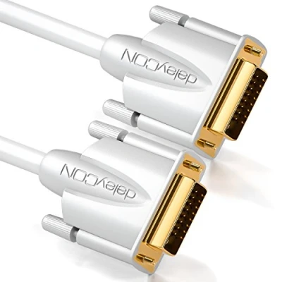 Abbildung von deleyCON 2m DVI Kabel Dual Link 24+1 HDTV Auflösungen bis 2560x1080 FULL HD 1080p 3D Ready D vergoldete Kontakte Weiß