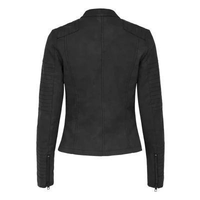 Abbildung von ONLY Damen Onlava imiteret læder Biker OTW Noos Jacke, Schwarz, 42 EU