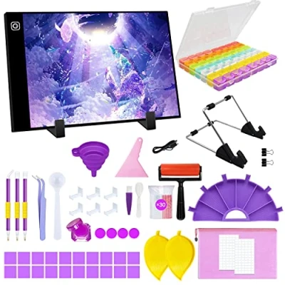 Abbildung von TAVADA Leuchttisch,A4 Diamond Painting LED Licht,Leuchttisch A4 tragbare mit verstellbarer Helligkeit,Magnetisch Leuchtplatte Zeichnen Light Pad USB Kabel für Painting,Malen