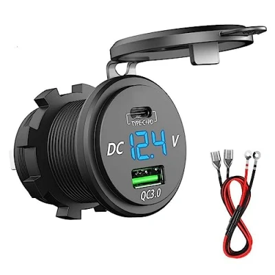 Abbildung von GemCoo QC 3.0 USB Auto Steckdose KFZ Ladegerät mit Zwei Quick Charge Ladeports, 5V/6A Schnellladung für 12V/24V Fahrzeuge Boot Motorrad SUV Bus LKW Wohnwagen Marine (Type C+ QC3.0)