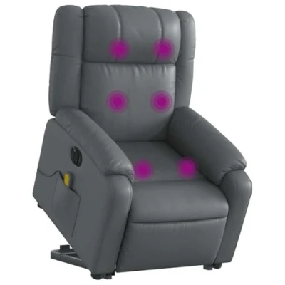 Abbildung von vidaXL Sessel Massagesessel mit Aufstehhilfe Elektrisch Grau Kunstleder (1 St)