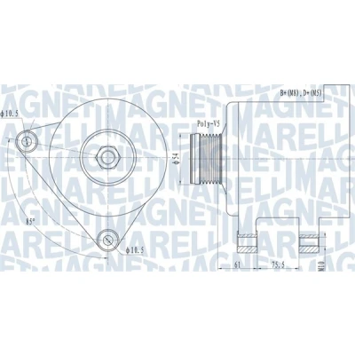 Abbildung von MAGNETI MARELLI 063731559010 Lichtmaschine 12V 120A BMW: 3 Limousine, 5 Touring, LAND ROVER: Freelander I SUV, SUV Cabrio