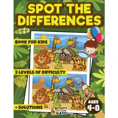 Abbildung von Spot the differences book for kids 4 8: Seach and Find Puzzle Games with Animals activity