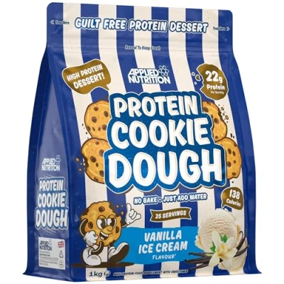 Abbildung von Applied Nutrition Protein Cookie Dough Hochwertiger Proteinsnack, Über 22 g pro Portion, Verzehrfertig Kalorienarm, Gesundes Naschen (1kg, Vanilla)