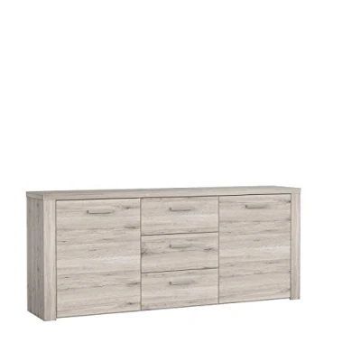 Abbildung von FORTE Portland Kommode mit 2 Türen und 3 Schubladen, Holzwerkstoff, Sandeiche, 72 x 83,1 196,6 cm