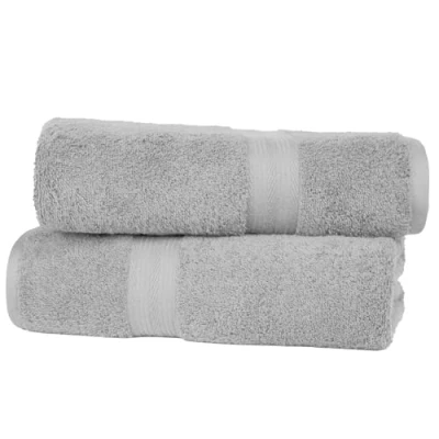Abbildung von Amazon Basics Handtuch Set, ausbleichsicher, 2 Badetuch, Händehandtuch, grau, Stück, 1er Pack, 100 Prozent Baumwolle 500g/m², 70 L x 60 B cm