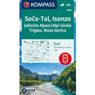 Abbildung von KOMPASS Wanderkarte 2804 Soča Tal , Isonzo, Alpi Giulie / Julische Alpen, Triglav, Nova Gorica 1:50.000: inklusive Karte zur Offline Verwendung in der App, Fahrradfahren