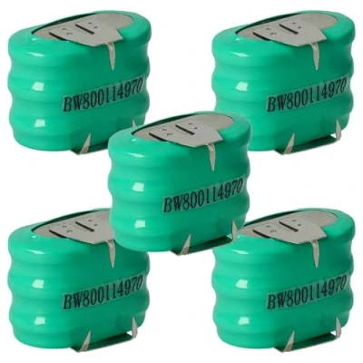Abbildung von vhbw 5X NiMH Ersatz Knopfzellen Akku Typ 3/V150H 3 Pins 150mAh 3,6V kompatibel mit Modellbau Akkus, Solar Leuchten UVM.