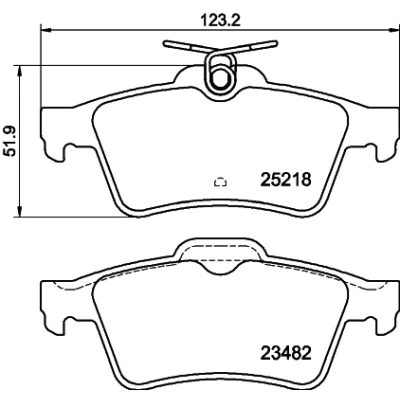 Abbildung von HELLA 8DB 355 015 741 Bremsbelagsatz nicht für Verschleißwarnanzeiger vorbereitet PEUGEOT: 508 I SW, Limousine, SW Kasten / Kombi