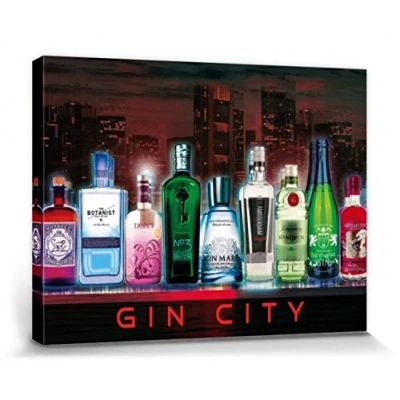 Abbildung von 1art1 Bars Poster Gin City Bilder Leinwand Bild Auf Keilrahmen XXL Wandbild Kunstdruck Als Leinwandbild 80x60 cm