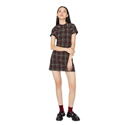 Abbildung von Trendyol Damen Regular A Linie Rundhalsausschnitt Webstoff Kleid, Mint, 42