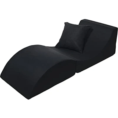 Abbildung von Velinda Klappsofa bequem, entspannend, 3 in 1, Hocker, Tisch Schwarz