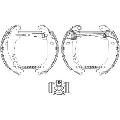Abbildung von TEXTAR Shoe Kit Pro 84053700 Bremsensatz, Trommelbremse mit Radbremszylinder, Stellelement FORD: Fiesta 5, 4, Mk5 Limousine