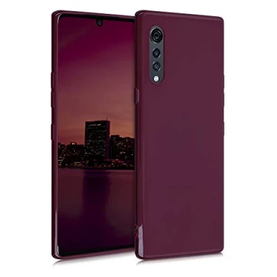 Abbildung von kwmobile Hülle kompatibel mit LG Velvet weiches TPU Silikon Case Cover geeignet für kabelloses Laden Bordeaux Violett