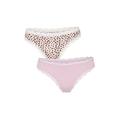 Abbildung von Lovable Slip Brazilian Cotton Panties Bi pack Damen x2 , Animal Print auf hellem Hintergrund+Rose S