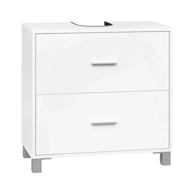 Abbildung von eSituro Waschbeckenunterschrank weiß, Badezimmerschrank mit 2 Schubladen, Badezimmer Unterschrank Waschbecken, Waschtischunterschrank freistehend, Badunterschrank, 60x60x30 cm