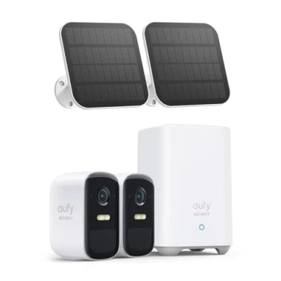 Abbildung von eufy Security eufyCam 2C Pro 2 Kamera Set, Überwachungskamera Aussen Solar mit 2K Auflösung, HomeKit Kompatibilität, IP67 Wetterfest, Farb Nachtsicht, Ohne ABO Gebühren