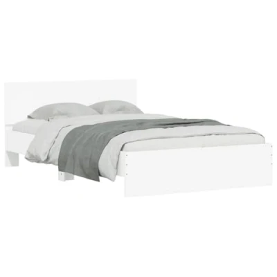 Abbildung von vidaXL Bettgestell, Bettrahmen mit Lattenrost, Bett Gästebett Kopfteil, Doppelbett Schlafzimmerbett Schlafzimmermöbel, Weiß 120x200cm