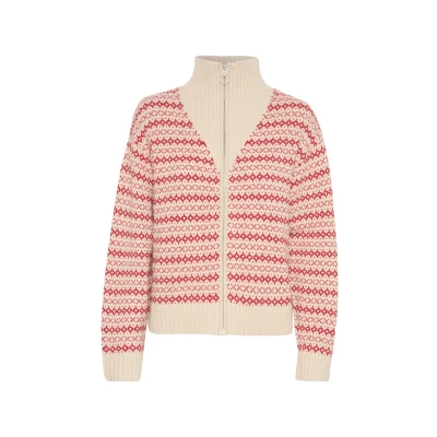 Abbildung von Part Two Pirjo Strickjacke, Damen, Größe: Large, Red jacquard