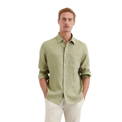 Abbildung von Marc O&#039;Polo KENT COLLAR, LONG SLEEVES, ONE Rectangular Chest POCKET, Style Hemd, Herren, Größe: Medium, Summer sage