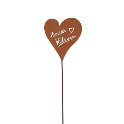 Abbildung von Levandeo® Dekoobjekt, Stele Herz Garten Deko H75cm Willkommen Rost Rostdeko Gartenstecker
