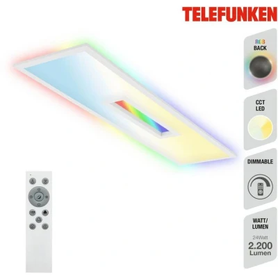 Abbildung von Telefunken Panel CCT LED CENTERBACK, über Fernbedienung, Memoryfunktion, RGB, Timerfunktion, fest integriert, Backlight, CCT, inkl. dimmbar, 100x25x6,3 cm