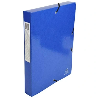 Abbildung von Exacompta 59928E 1 Abheftbox mit Gummibändern IDERAMA aus Glanzkarton 600g/m2 Rückseite 4 cm Maße 25 x 33 für A4 Dokumente Farbe dunkelblau wird montiert geliefert