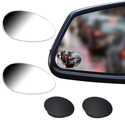 Abbildung von Amfor toter Winkel Spiegel HD Glas konvexe Linse rahmenlos verstellbar für konvex, Autos, LKWs, SUVs, Verkehrssicherheit 2 Stück (BSM Oval)