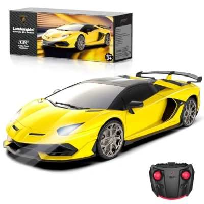 Abbildung von AEROQUEST Lamborghini Offiziell Lizenziertes RC Auto, Maßstab 1:24 Elektrischer Sport Racing Hobby Spielzeugauto Modellfahrzeug für Jungen Mädchen Geburtstagsgeschenke, Gelb