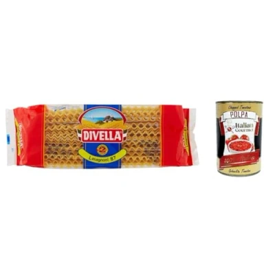 Abbildung von 10x Divella Pasta 100% italienische Lasagnoni 87, nudeln 500g + Italian Gourmet polpa 400g